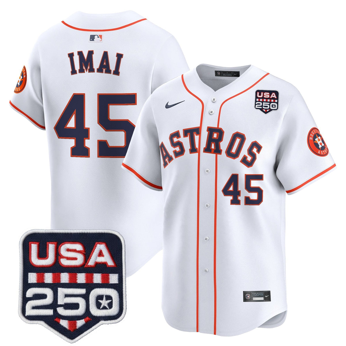 Menâs HOU 250America Patch Vapor Premier Limited Jersey - All Stitched