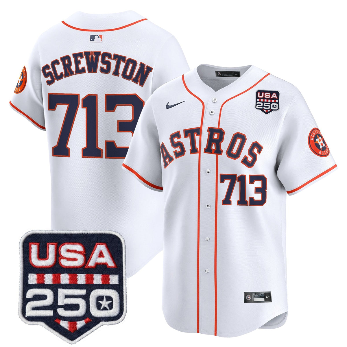 Menâs HOU 250America Patch Vapor Premier Limited Jersey - All Stitched