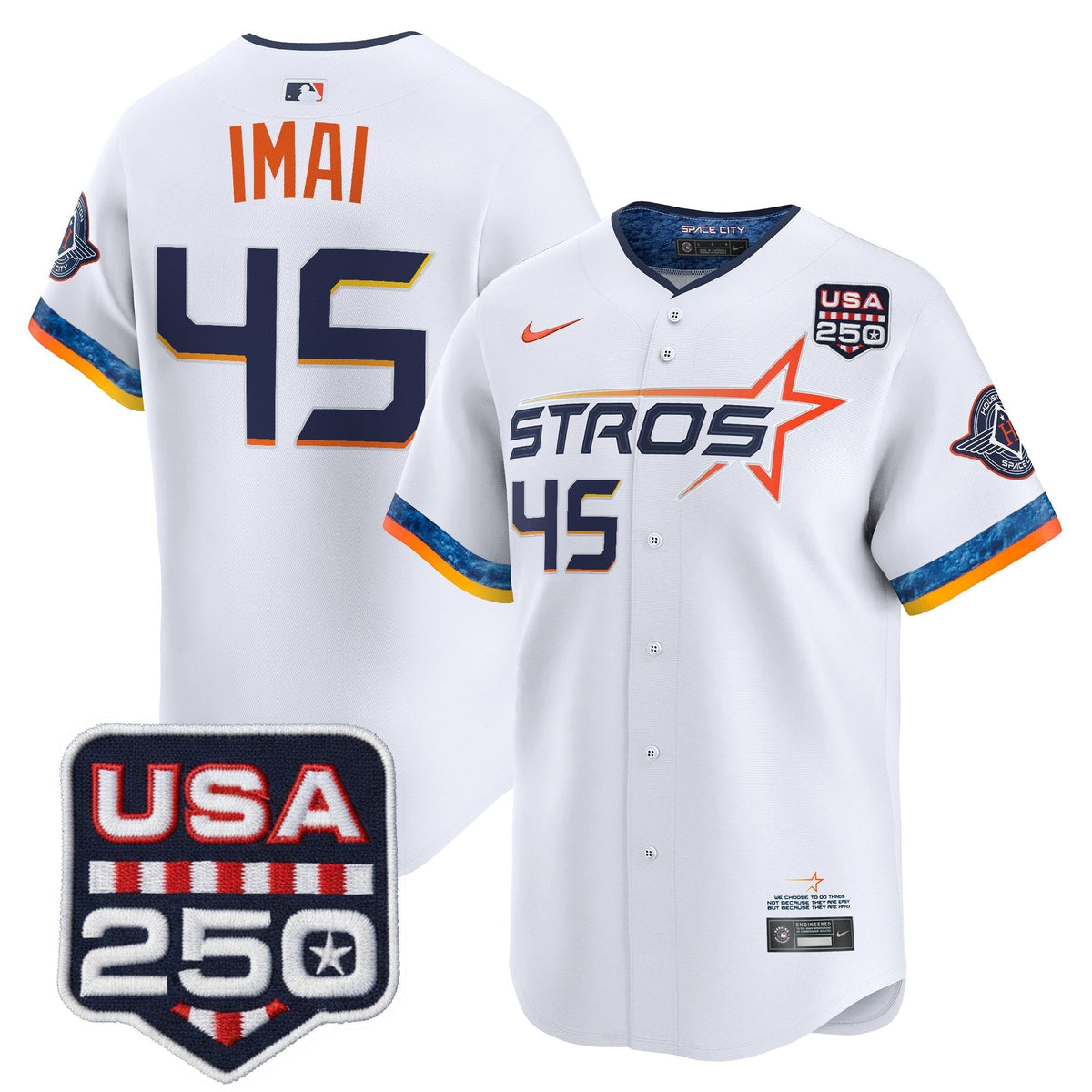 Menâs HOU 250America Patch Vapor Premier Limited Jersey - All Stitched
