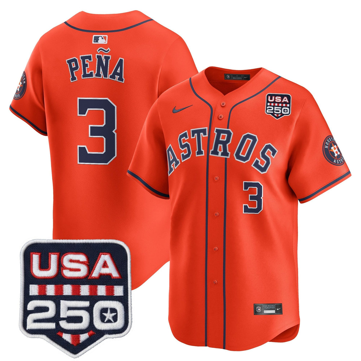 Menâs HOU 250America Patch Vapor Premier Limited Jersey - All Stitched