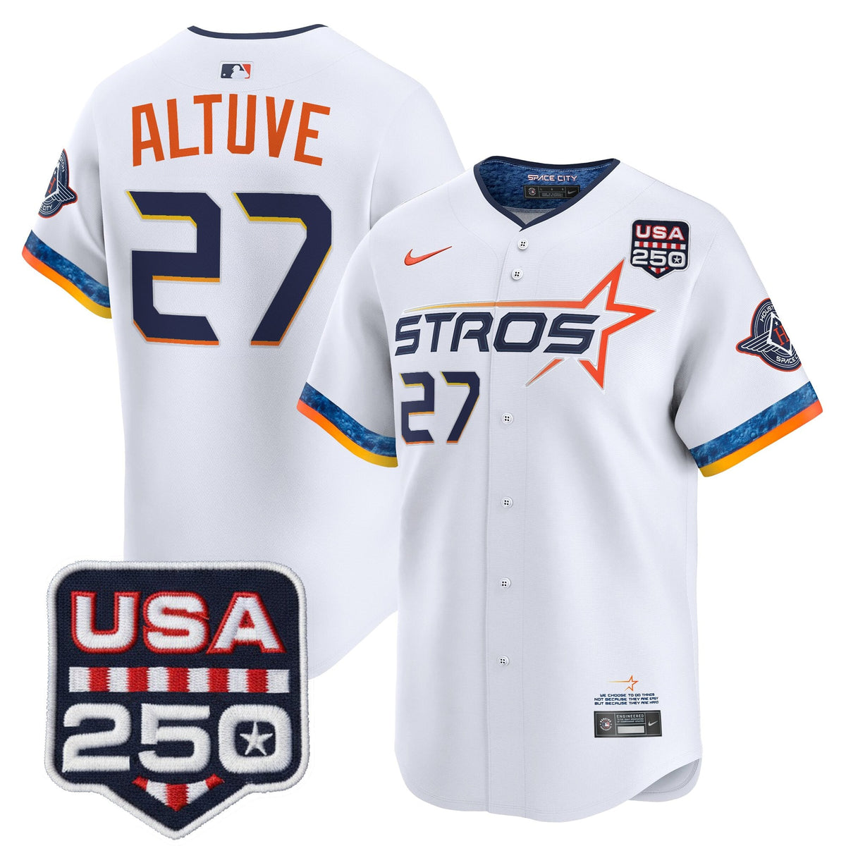 Menâs HOU 250America Patch Vapor Premier Limited Jersey - All Stitched