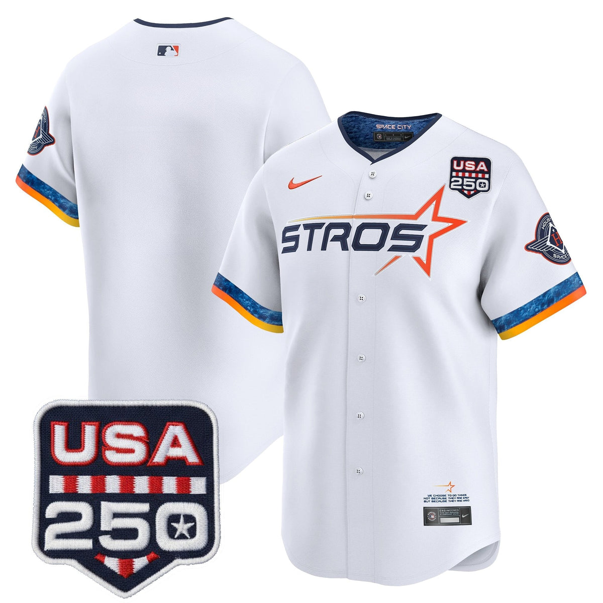 Menâs HOU 250America Patch Vapor Premier Limited Jersey - All Stitched