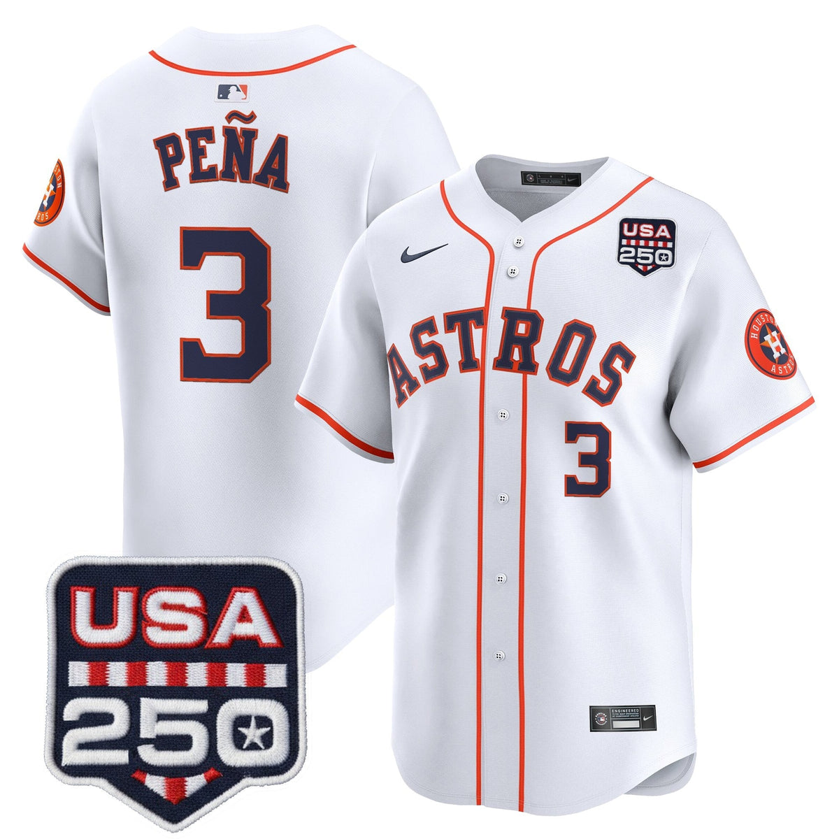 Menâs HOU 250America Patch Vapor Premier Limited Jersey - All Stitched