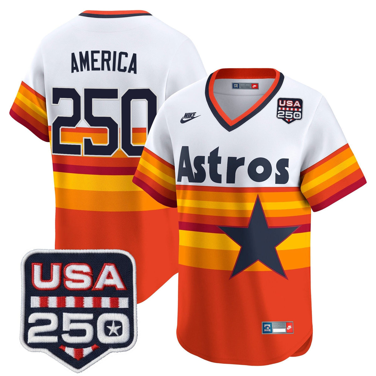 Menâs HOU 250America Patch Vapor Premier Limited Jersey - All Stitched