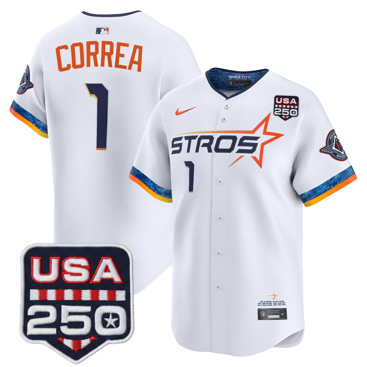 Menâs HOU 250America Patch Vapor Premier Limited Jersey - All Stitched