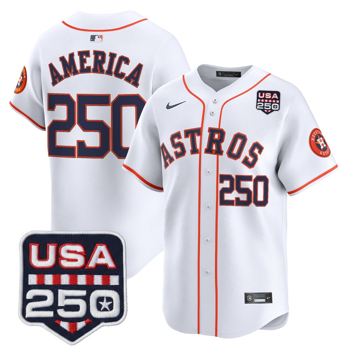 Menâs HOU 250America Patch Vapor Premier Limited Jersey - All Stitched