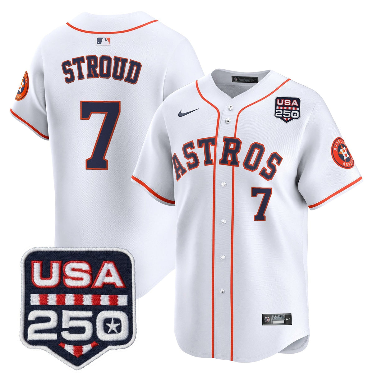 Menâs HOU 250America Patch Vapor Premier Limited Jersey - All Stitched
