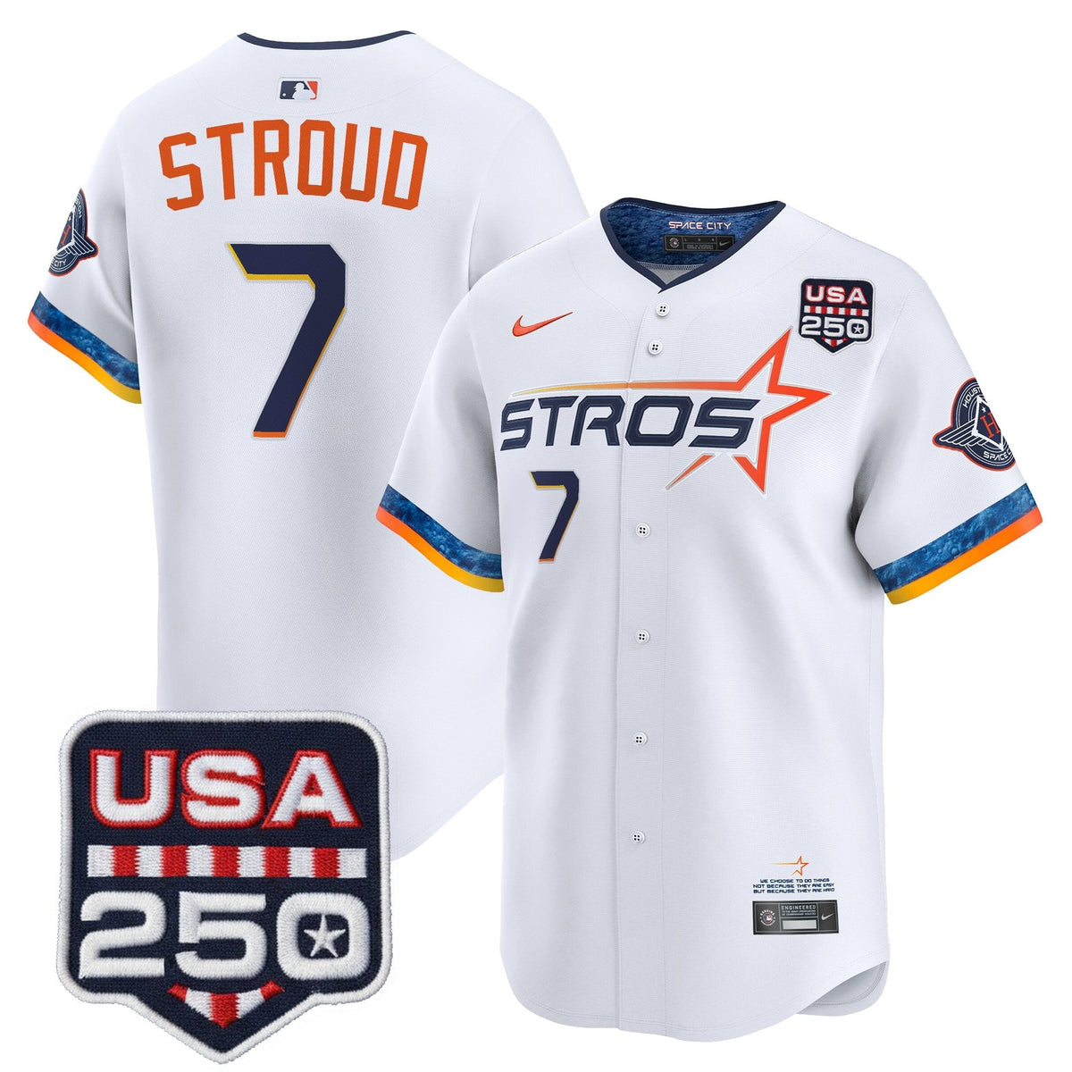 Menâs HOU 250America Patch Vapor Premier Limited Jersey - All Stitched