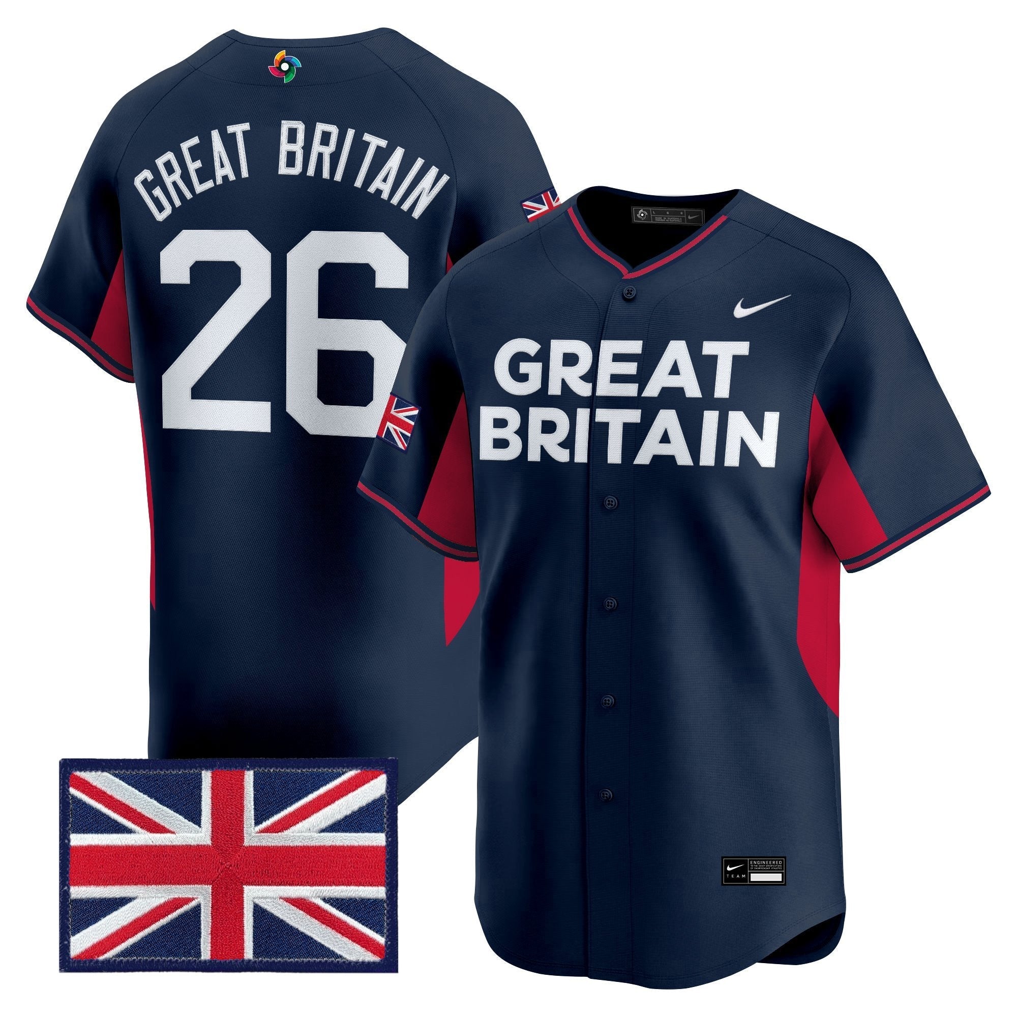 Team Great Britain 2026 World Baseball Classic Vapor Premier Jersey - All Stitched