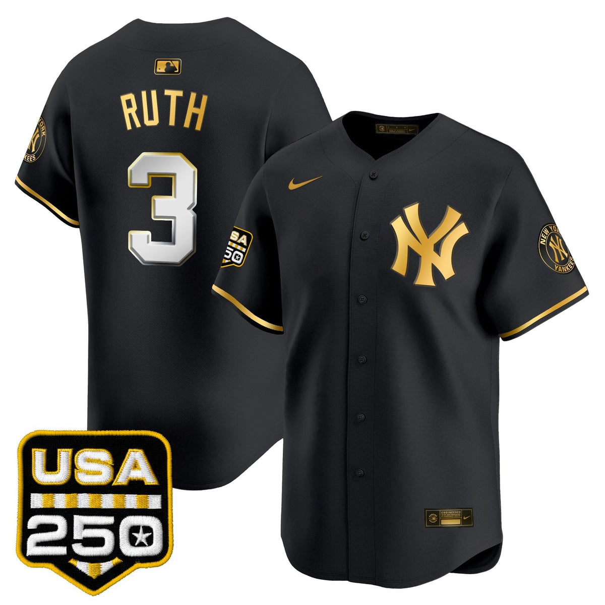 NYY 250America Patch Vapor Premier Limited Jersey - All Stitched