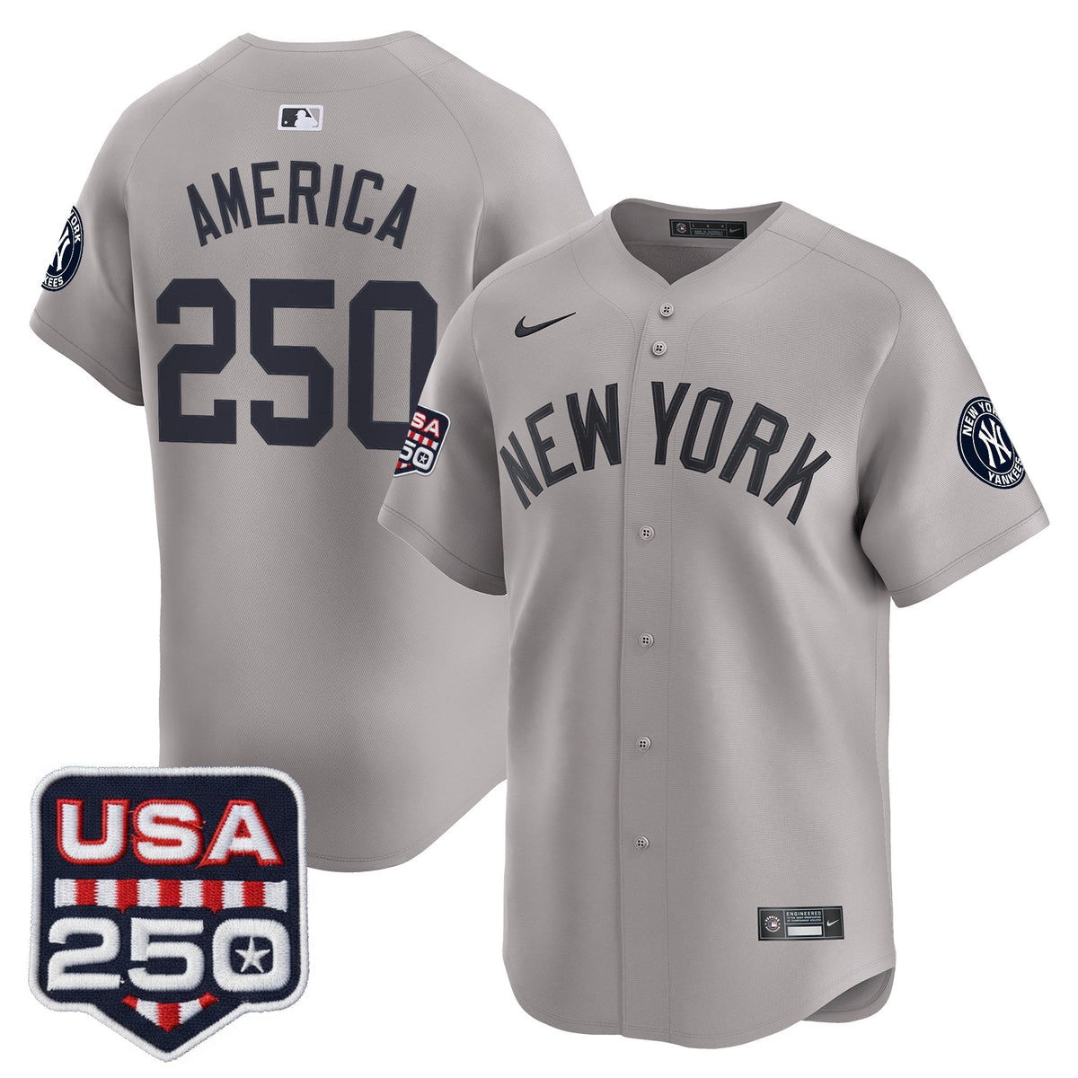 NYY 250America Patch Vapor Premier Limited Jersey - All Stitched