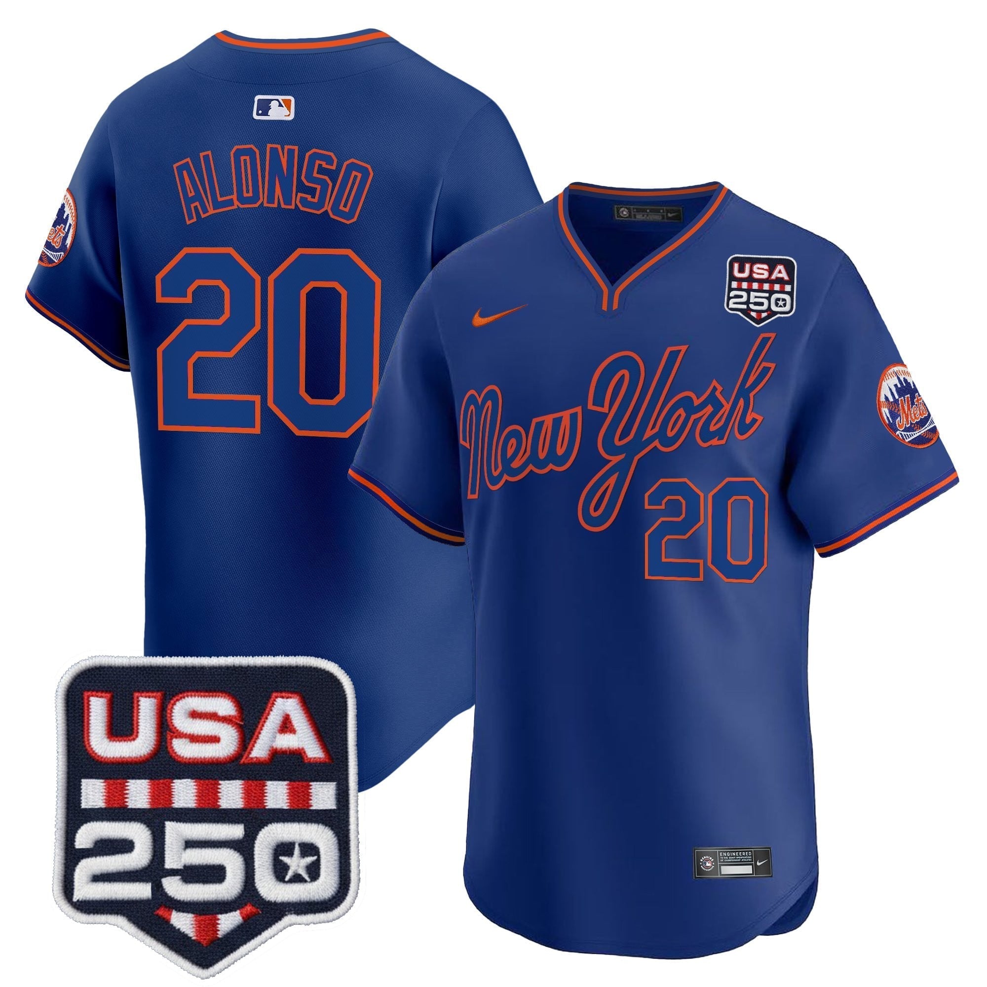 NYM Road Alternate & 250America Patch Vapor Limited Jersey - All Stitched