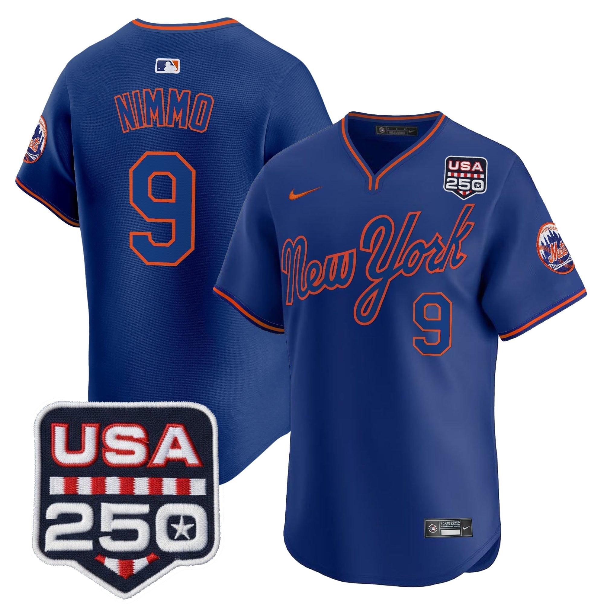 NYM Road Alternate & 250America Patch Vapor Limited Jersey - All Stitched