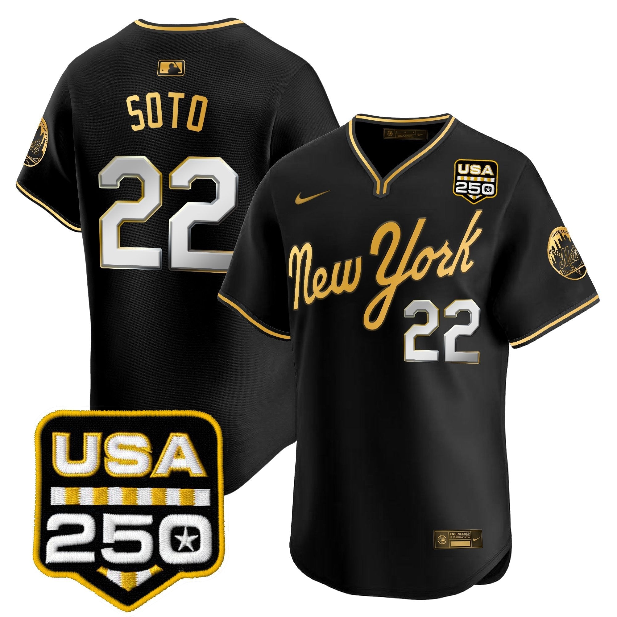 NYM Road Alternate & 250America Patch Vapor Limited Jersey - All Stitched