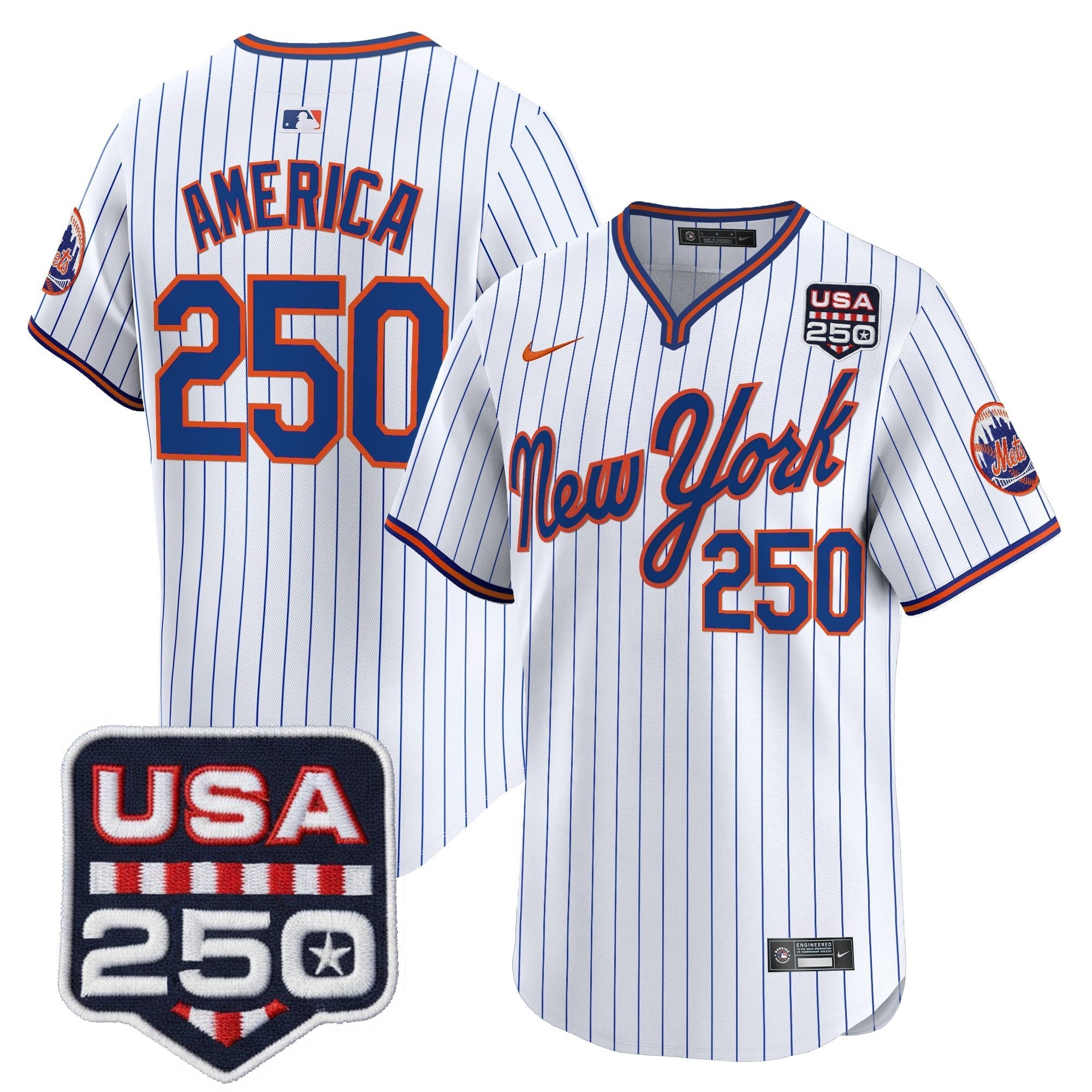 NYM Road Alternate & 250America Patch Vapor Limited Jersey - All Stitched