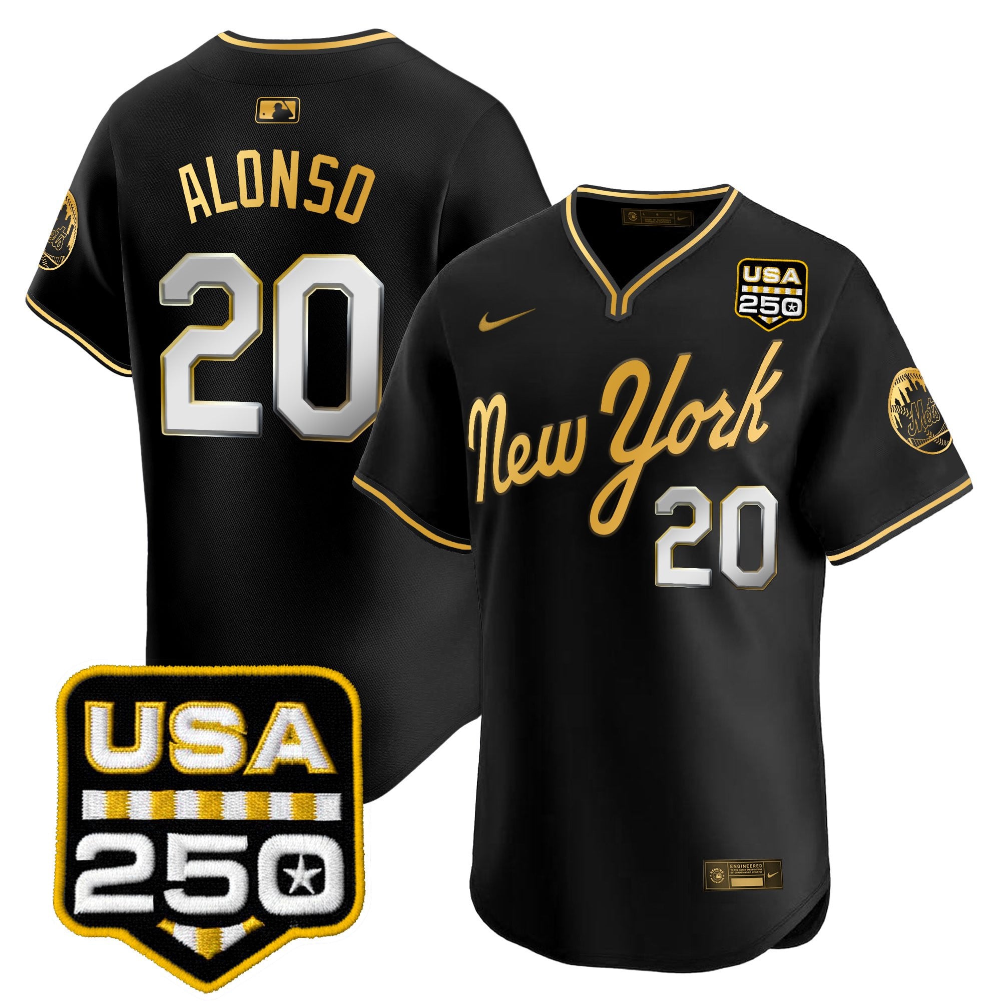 NYM Road Alternate & 250America Patch Vapor Limited Jersey - All Stitched