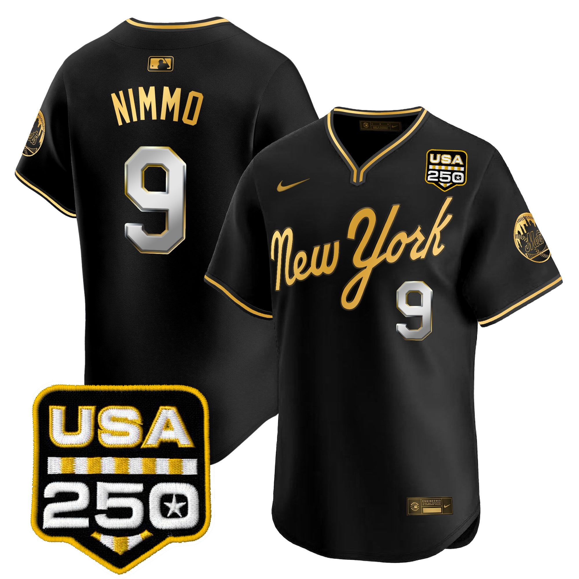 NYM Road Alternate & 250America Patch Vapor Limited Jersey - All Stitched