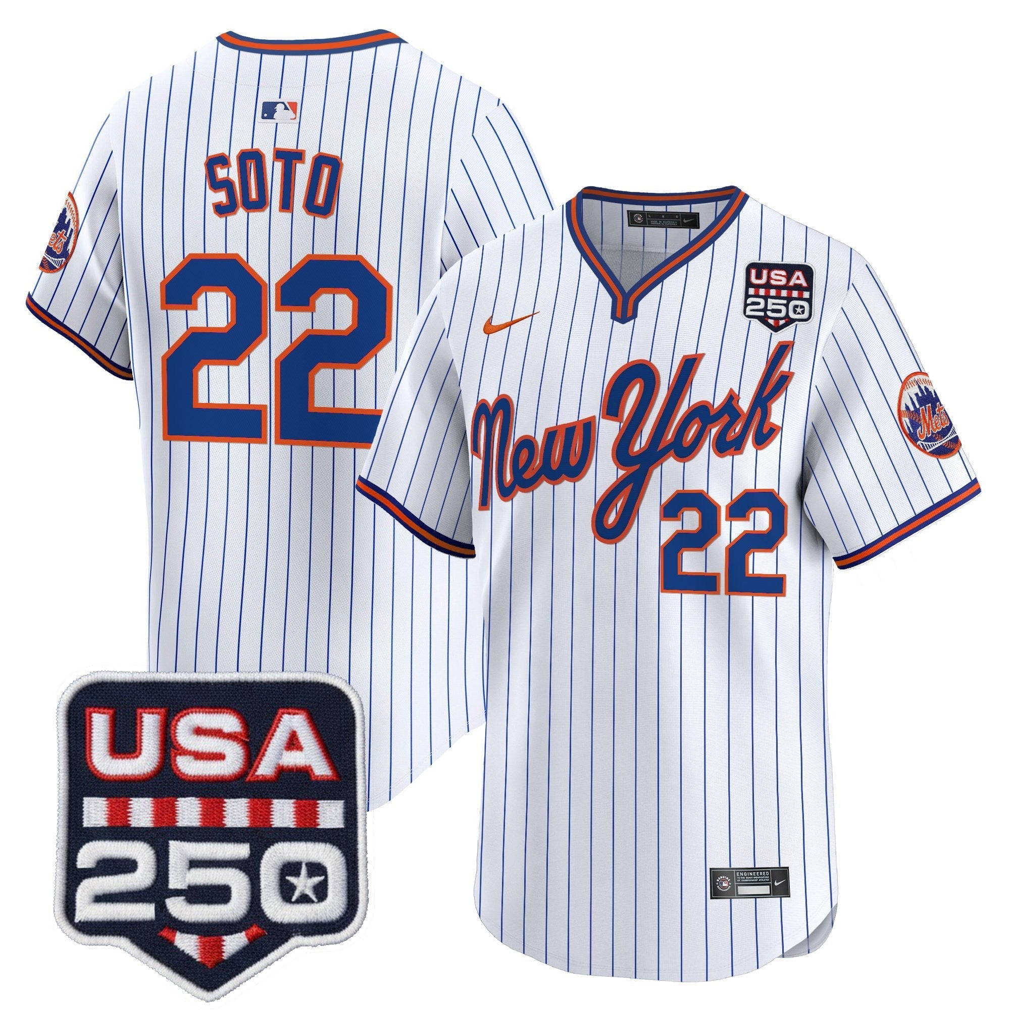 NYM Road Alternate & 250America Patch Vapor Limited Jersey - All Stitched