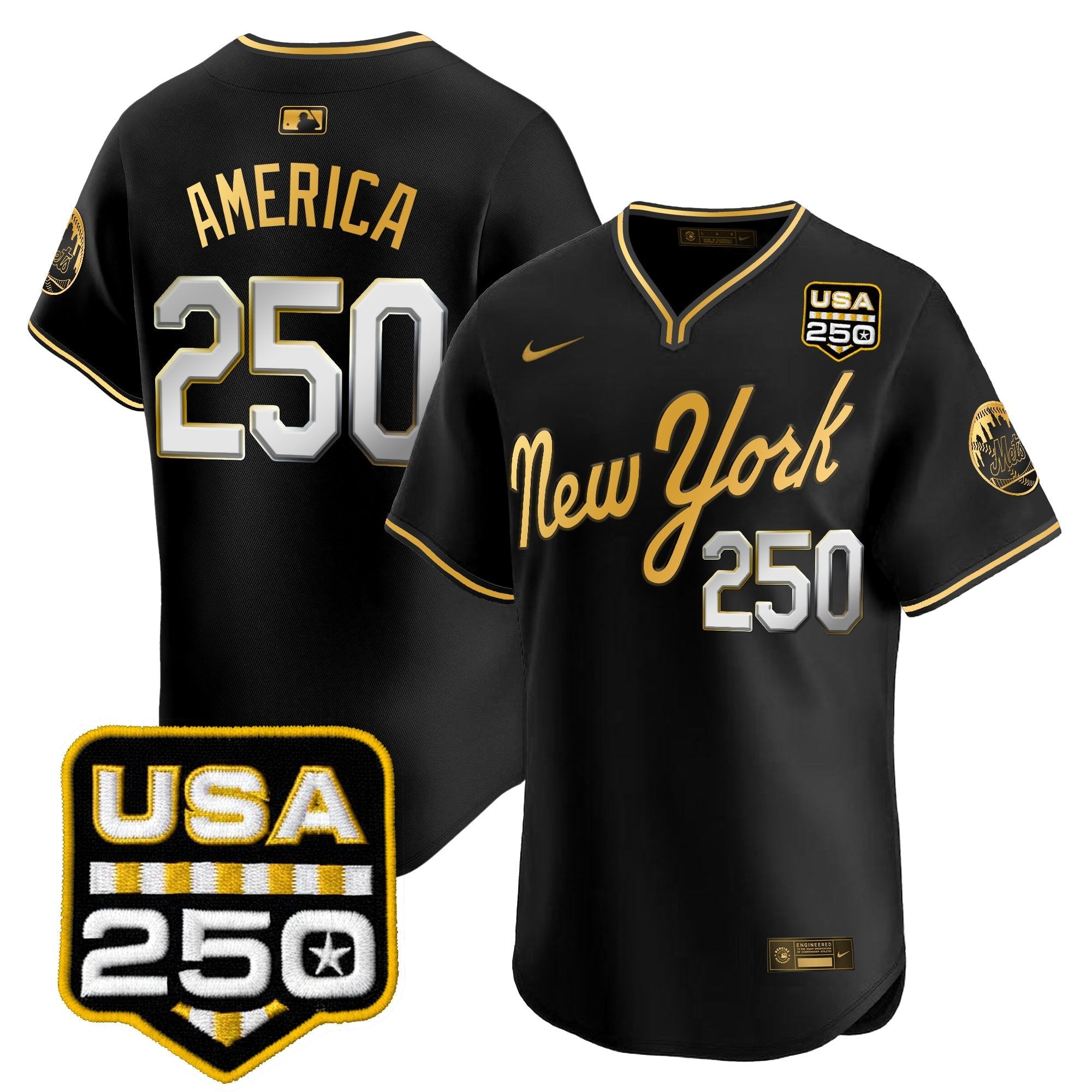 NYM Road Alternate & 250America Patch Vapor Limited Jersey - All Stitched
