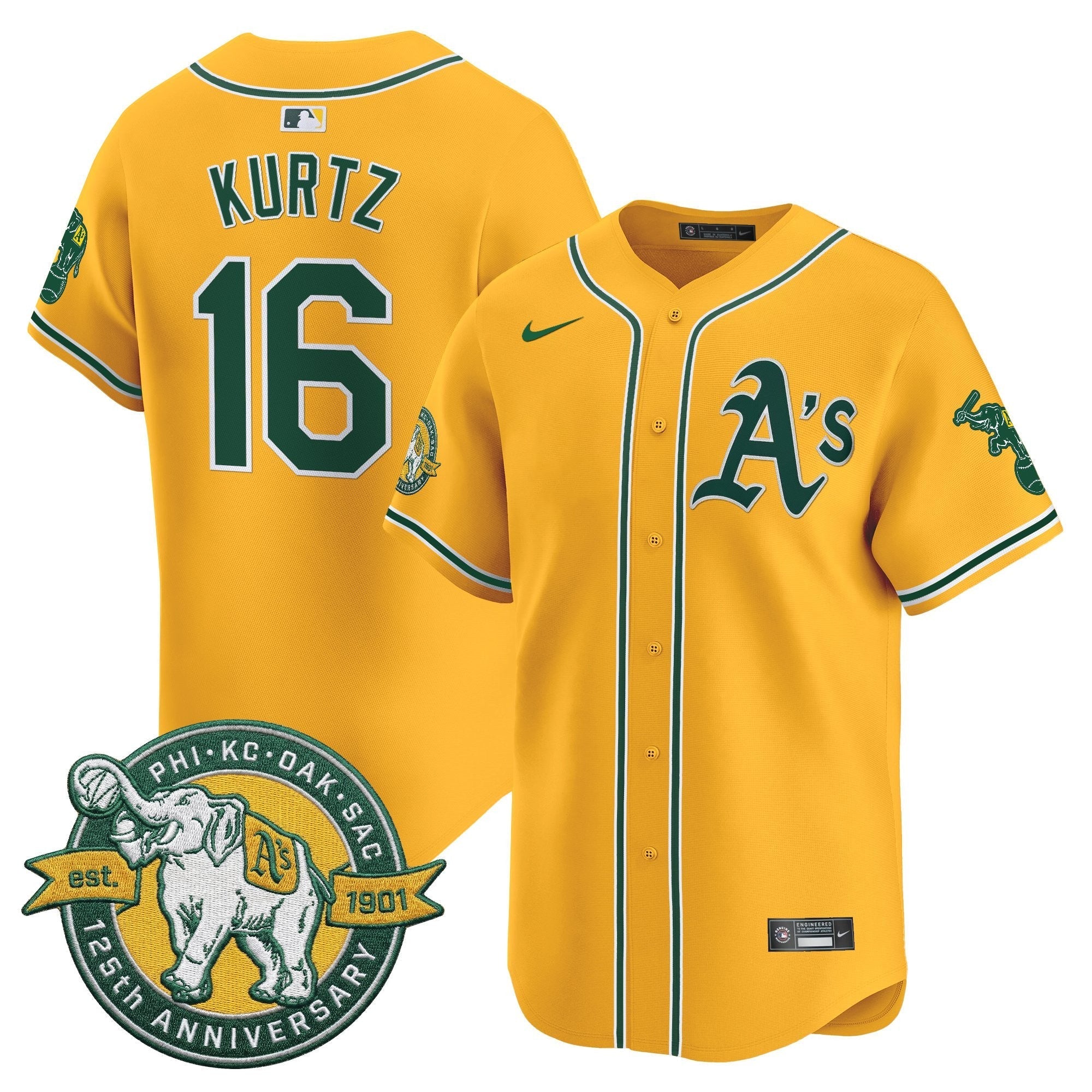 OAK 125th Anniversary Patch Vapor Premier Limited Jersey - All Stitched