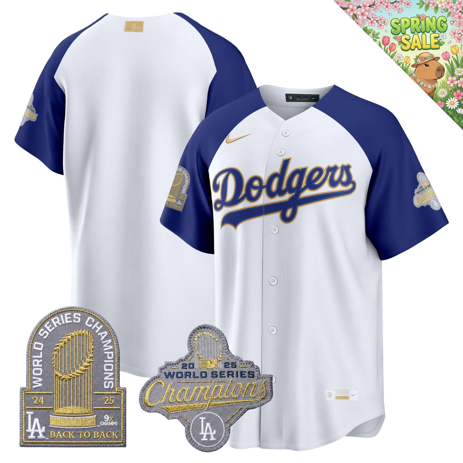 LAD "Gold Collection" Premier Limited Navy Jersey - 9X World Series Champions - Stitched