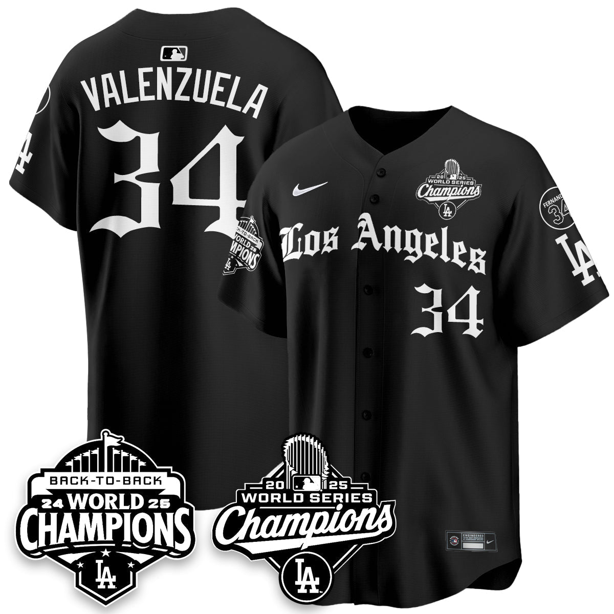 LAD 2025 World Series Champions Vapor Premier Limited Men Jersey - LA Gothic Edition - All Stitched