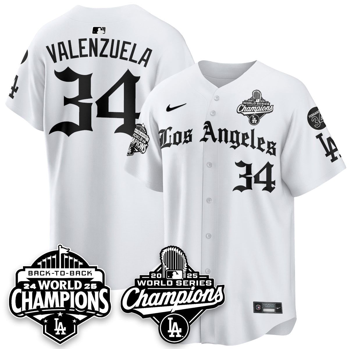 LAD 2025 World Series Champions Vapor Premier Limited Men Jersey - LA Gothic Edition - All Stitched