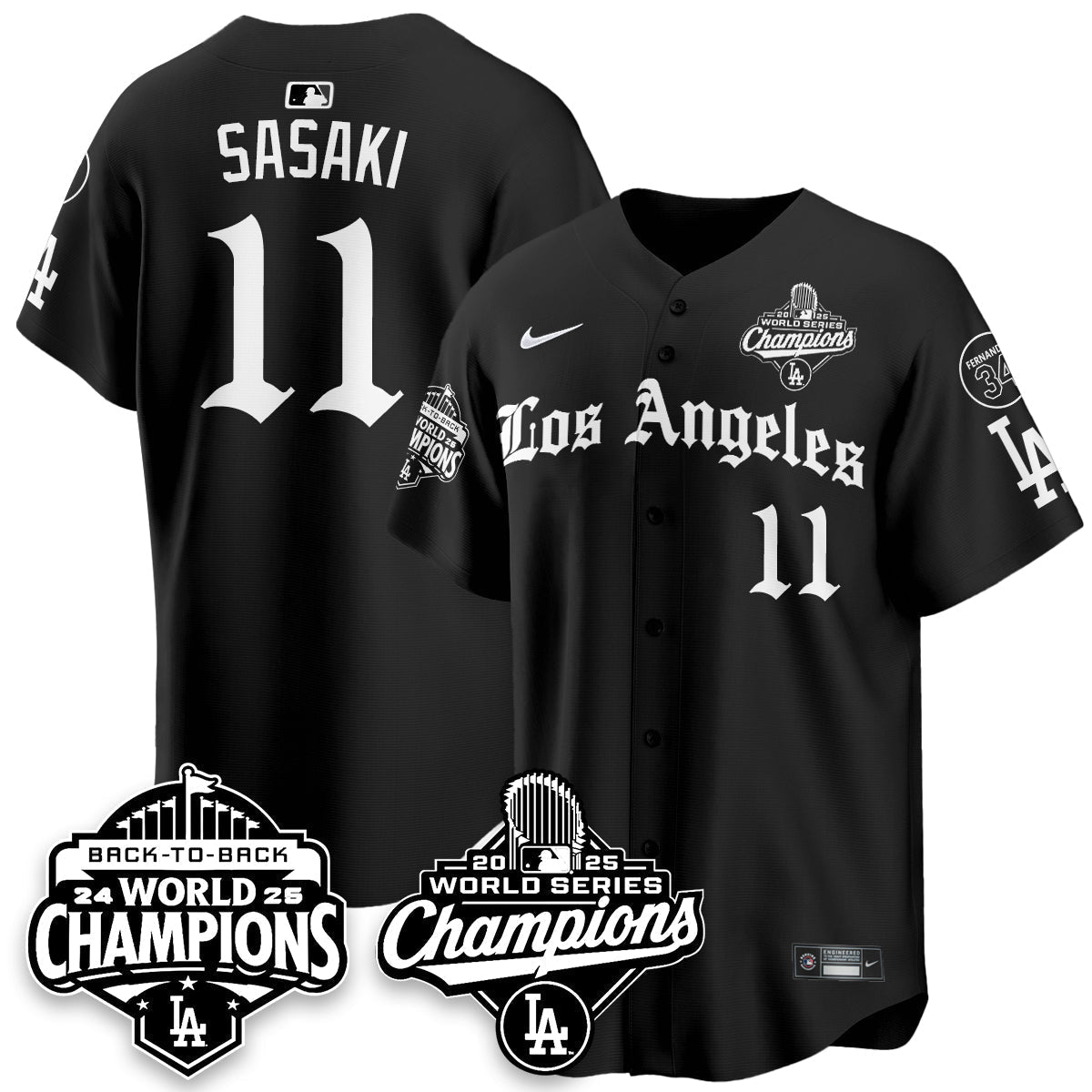LAD 2025 World Series Champions Vapor Premier Limited Men Jersey - LA Gothic Edition - All Stitched N2
