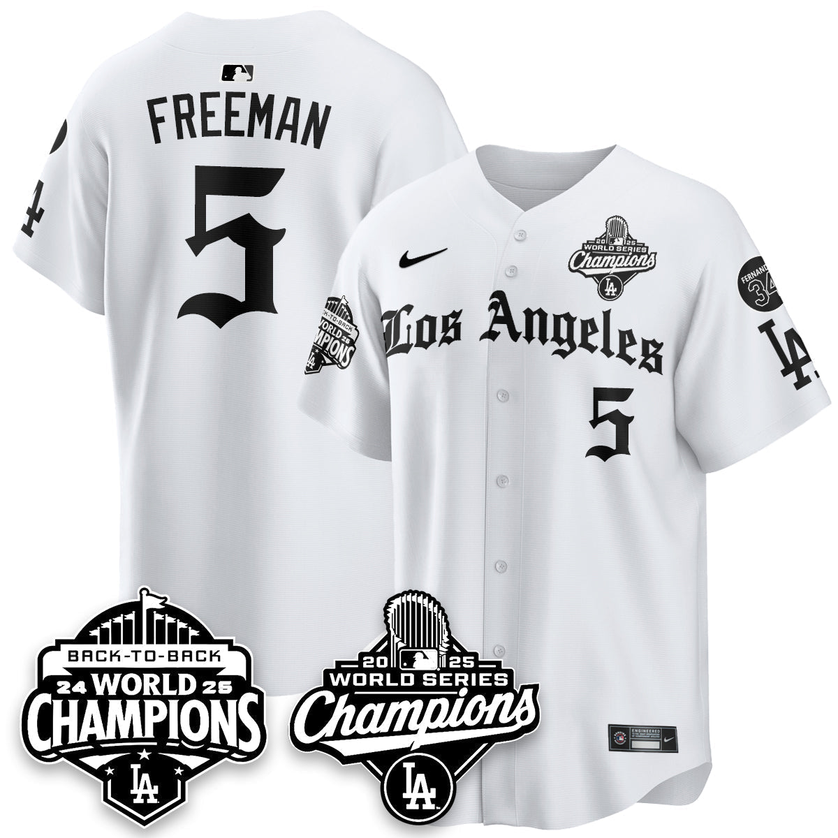 LAD 2025 World Series Champions Vapor Premier Limited Men Jersey - LA Gothic Edition - All Stitched