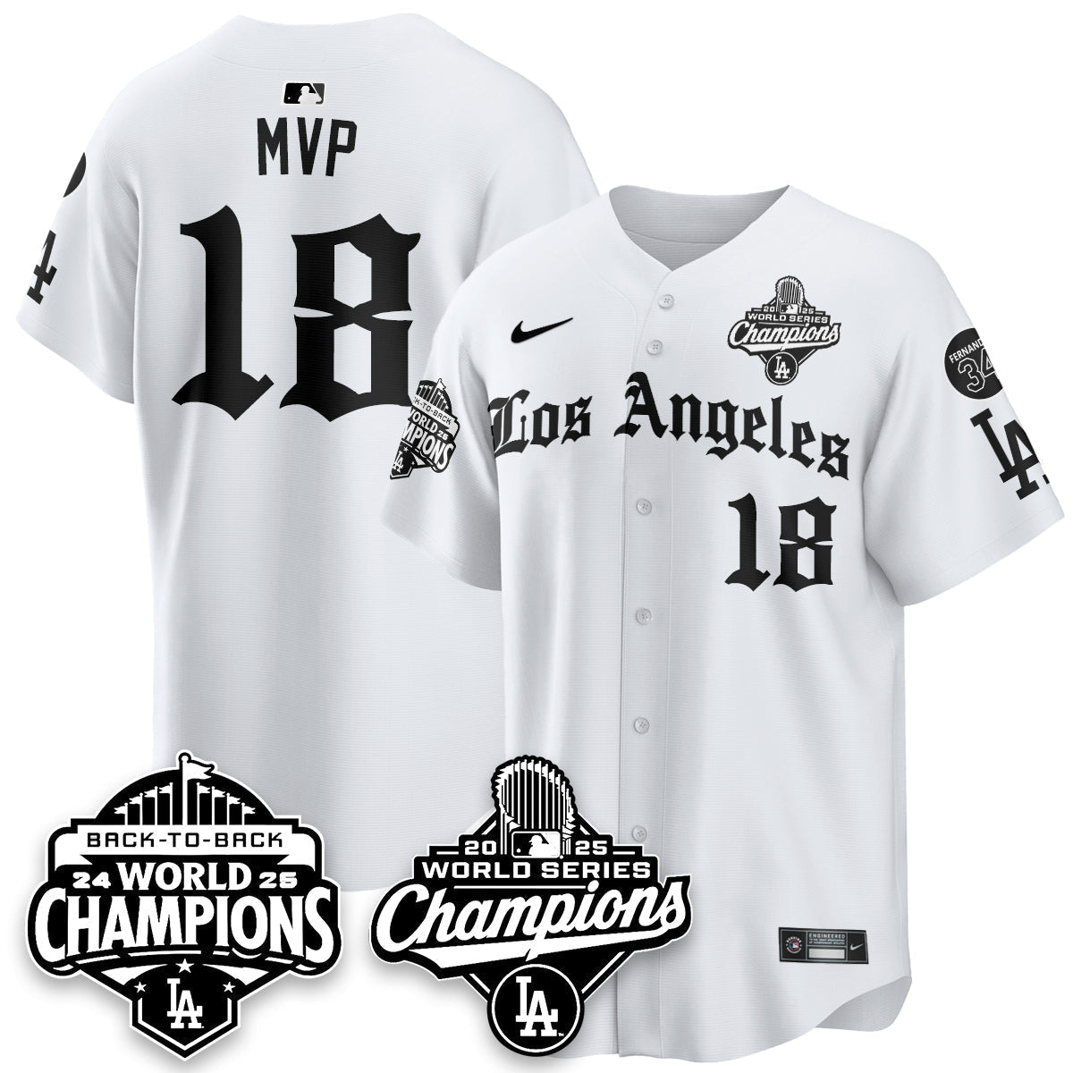 LAD 2025 World Series Champions Vapor Premier Limited Men Jersey - LA Gothic Edition - All Stitched
