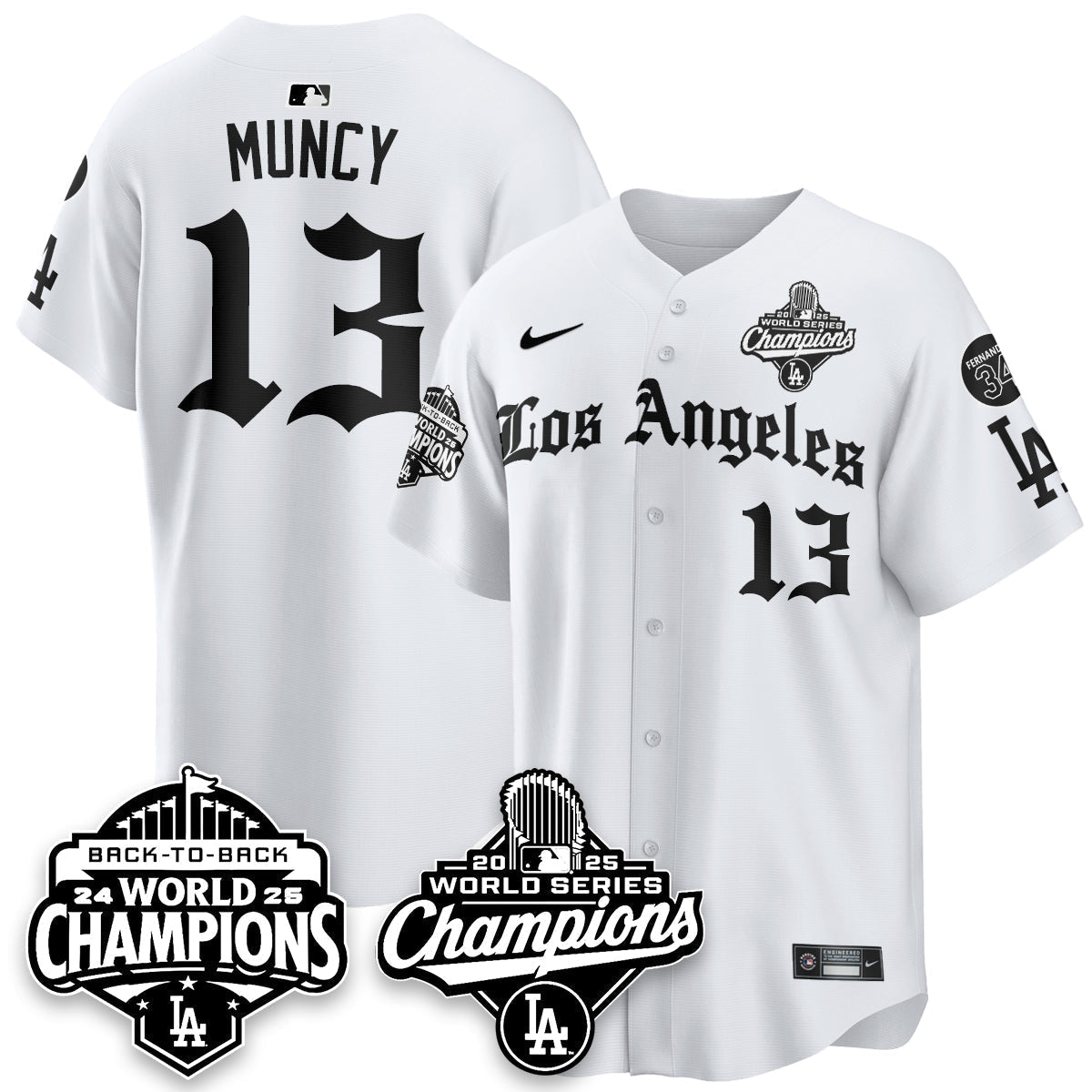 LAD 2025 World Series Champions Vapor Premier Limited Men Jersey - LA Gothic Edition - All Stitched