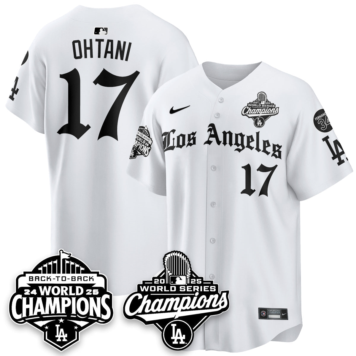 LAD 2025 World Series Champions Vapor Premier Limited Men Jersey - LA Gothic Edition - All Stitched N2
