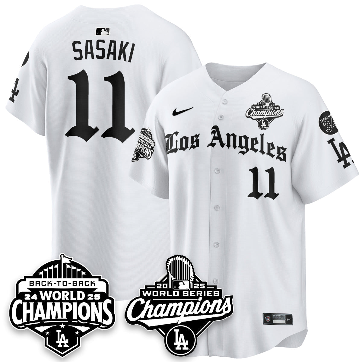 LAD 2025 World Series Champions Vapor Premier Limited Men Jersey - LA Gothic Edition - All Stitched