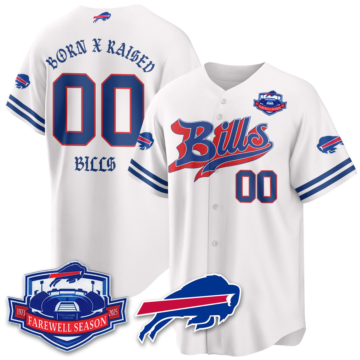 BUF Born x Raised Baseball Men Jersey - All Stitched