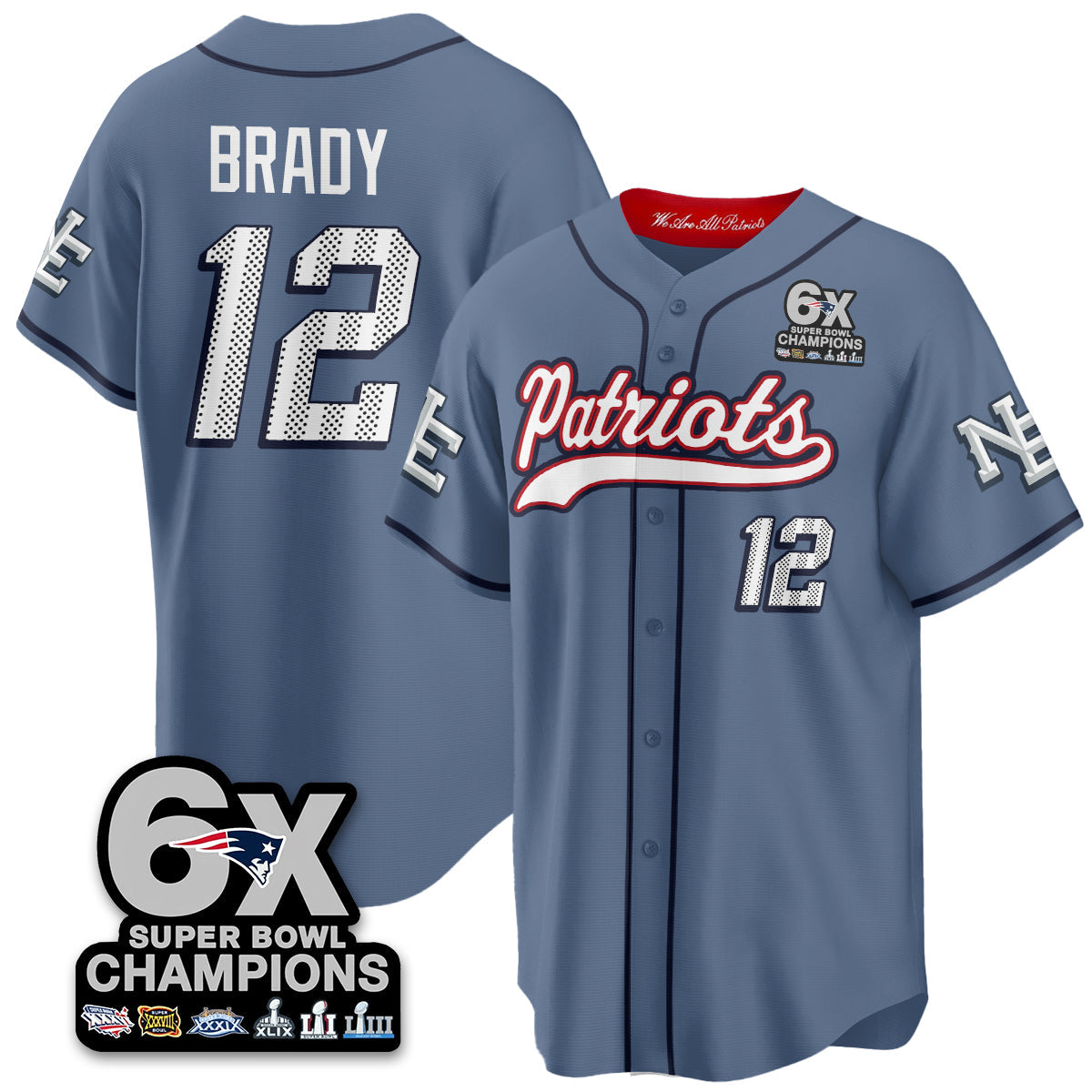 NE 6-Time Champions Patch Vapor Baseball Men Jersey - All Stitched