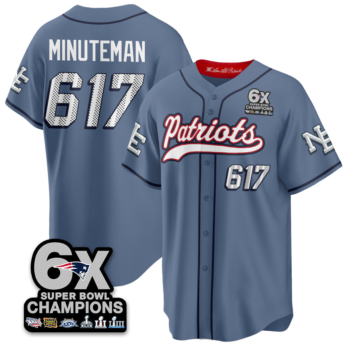 NE 6-Time Champions Patch Vapor Baseball Men Jersey - All Stitched