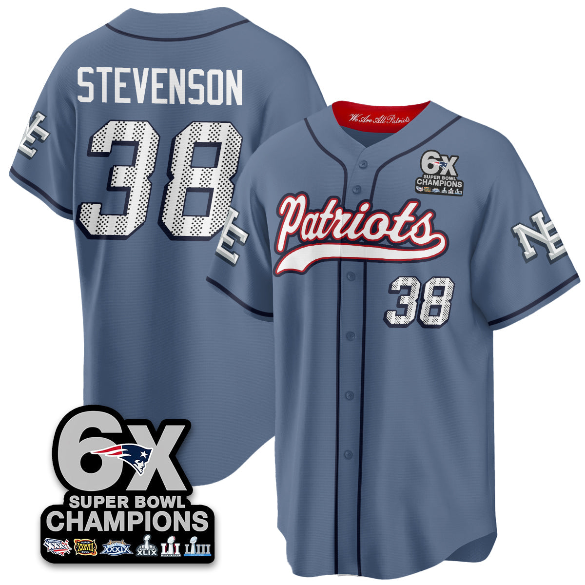 NE 6-Time Champions Patch Vapor Baseball Men Jersey - All Stitched
