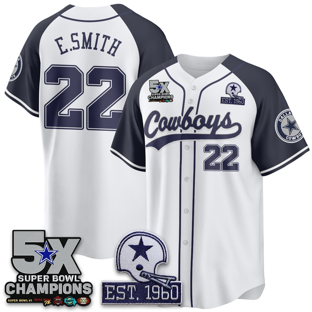 DAL 5-Time Champions Patch Limited Baseball Jersey - All Stitched