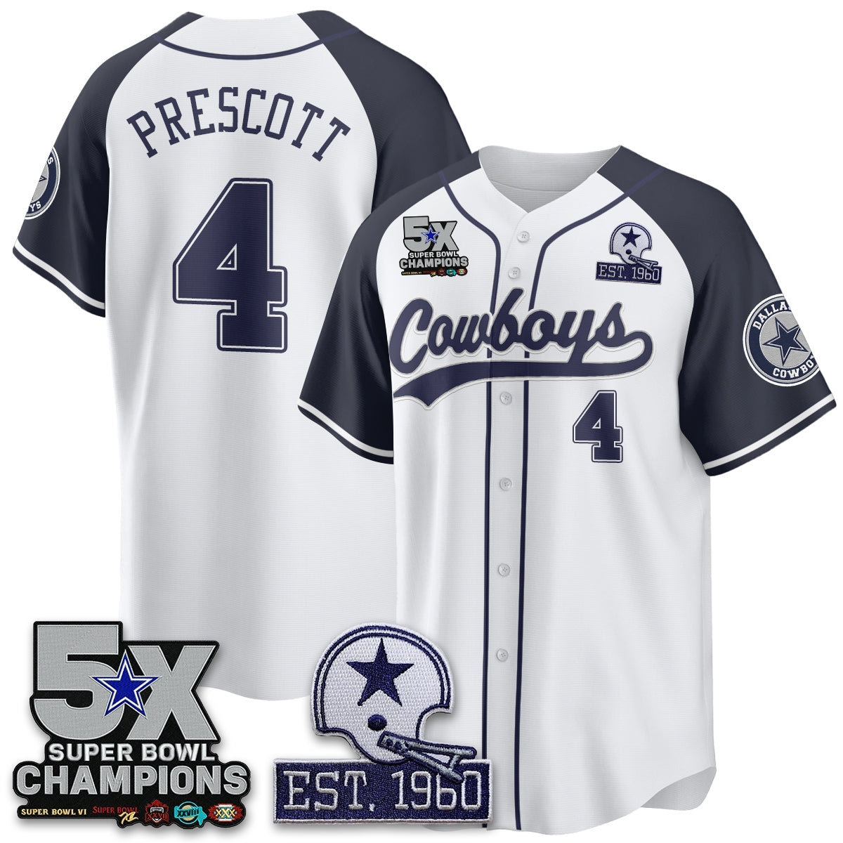 DAL 5-Time Champions Patch Limited Baseball Jersey - All Stitched