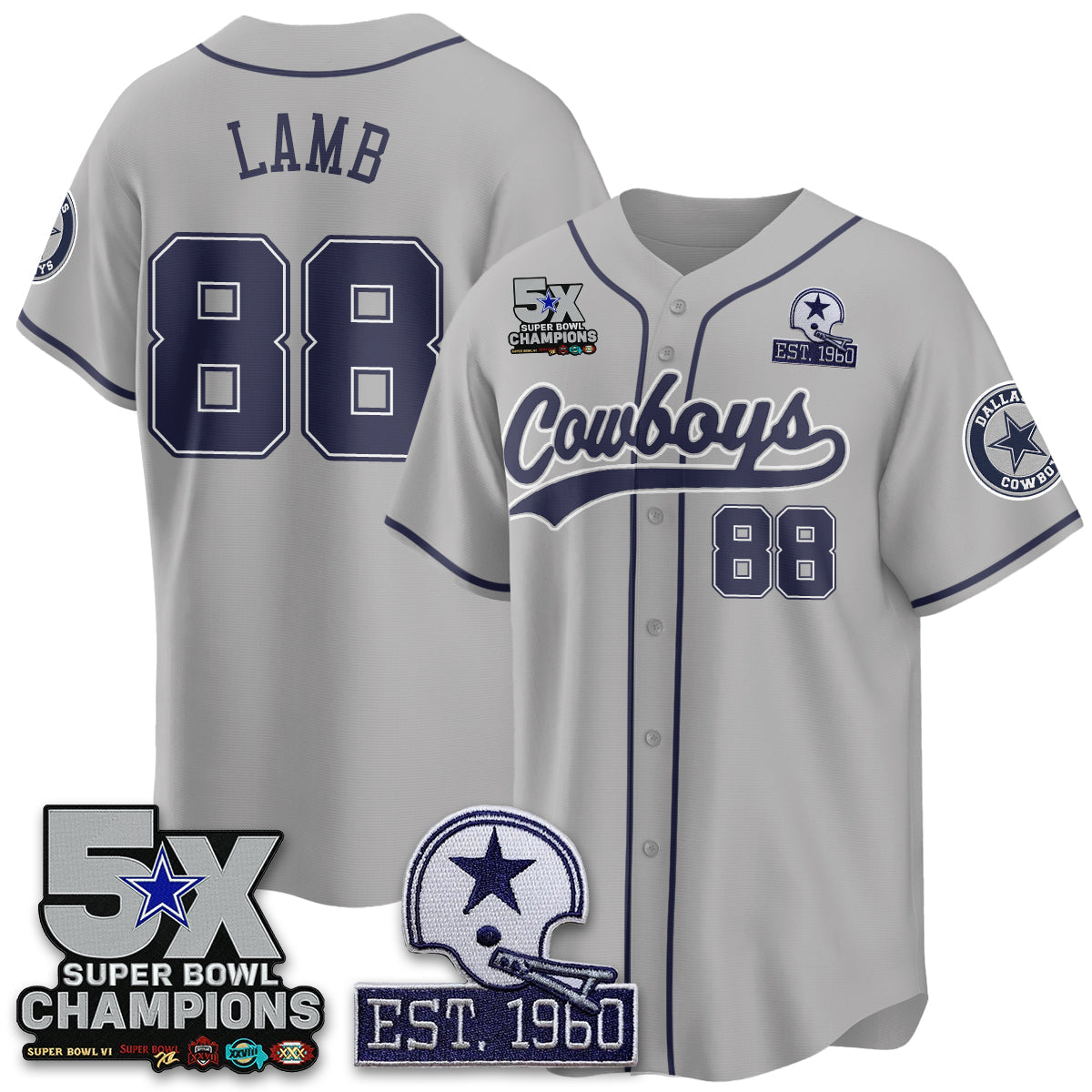 DAL 5-Time Champions Patch Limited Baseball Men Jersey - All Stitched