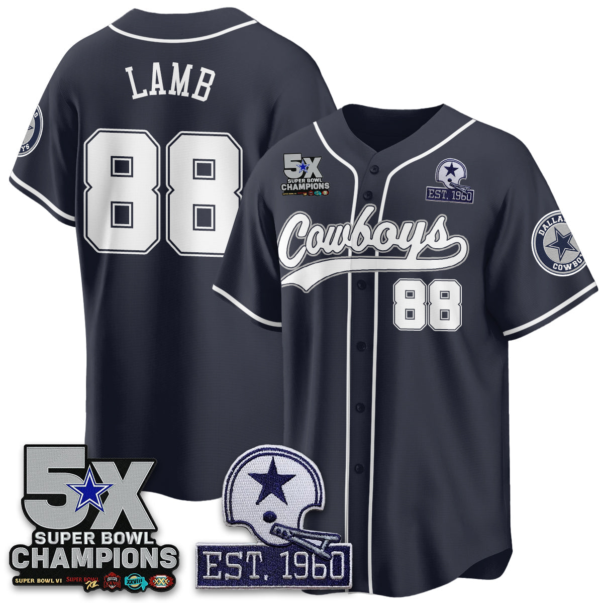 DAL 5-Time Champions Patch Limited Baseball Men Jersey - All Stitched