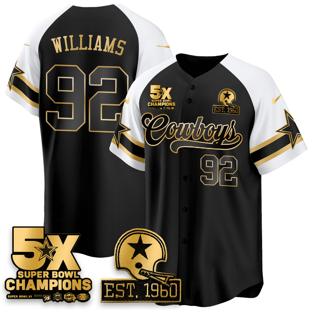DAL 5-Time Champions Patch Vapor Limited Gold Baseball Jersey - All Stitched