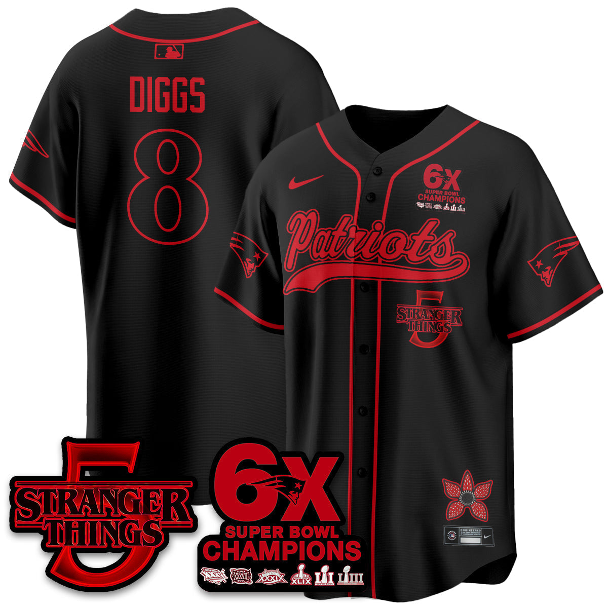 NE Stranger Things Vapor Limited Baseball Jersey - All Stitched
