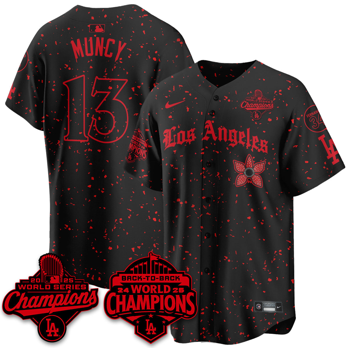 LAD 2025 World Series Champions x Stranger Things Vapor Premier Jersey - All Stitched
