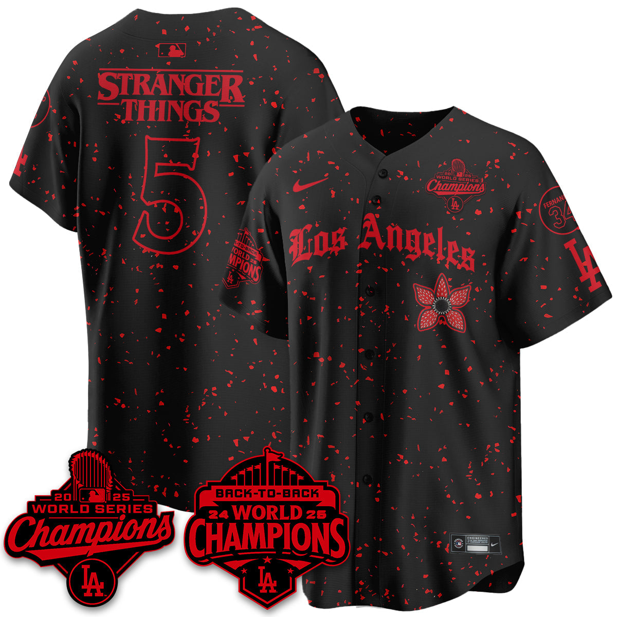 LAD 2025 World Series Champions x Stranger Things Vapor Premier Jersey - All Stitched