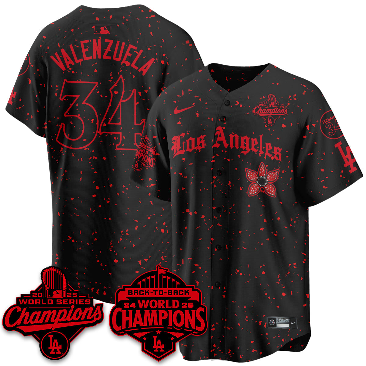 LAD 2025 World Series Champions x Stranger Things Vapor Premier Men Jersey - All Stitched