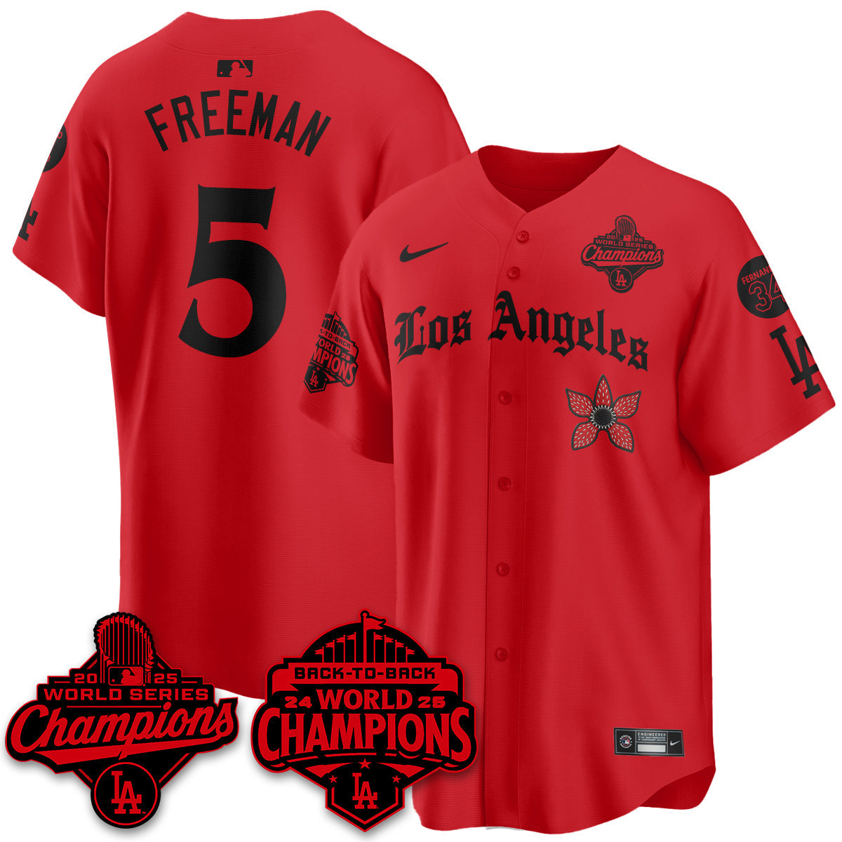 LAD 2025 World Series Champions x Stranger Things Vapor Premier Jersey - All Stitched