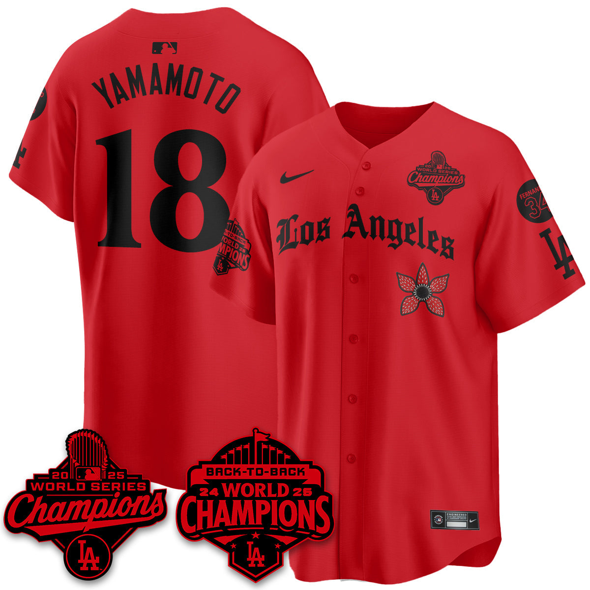 LAD 2025 World Series Champions x Stranger Things Vapor Premier Men Jersey - All Stitched