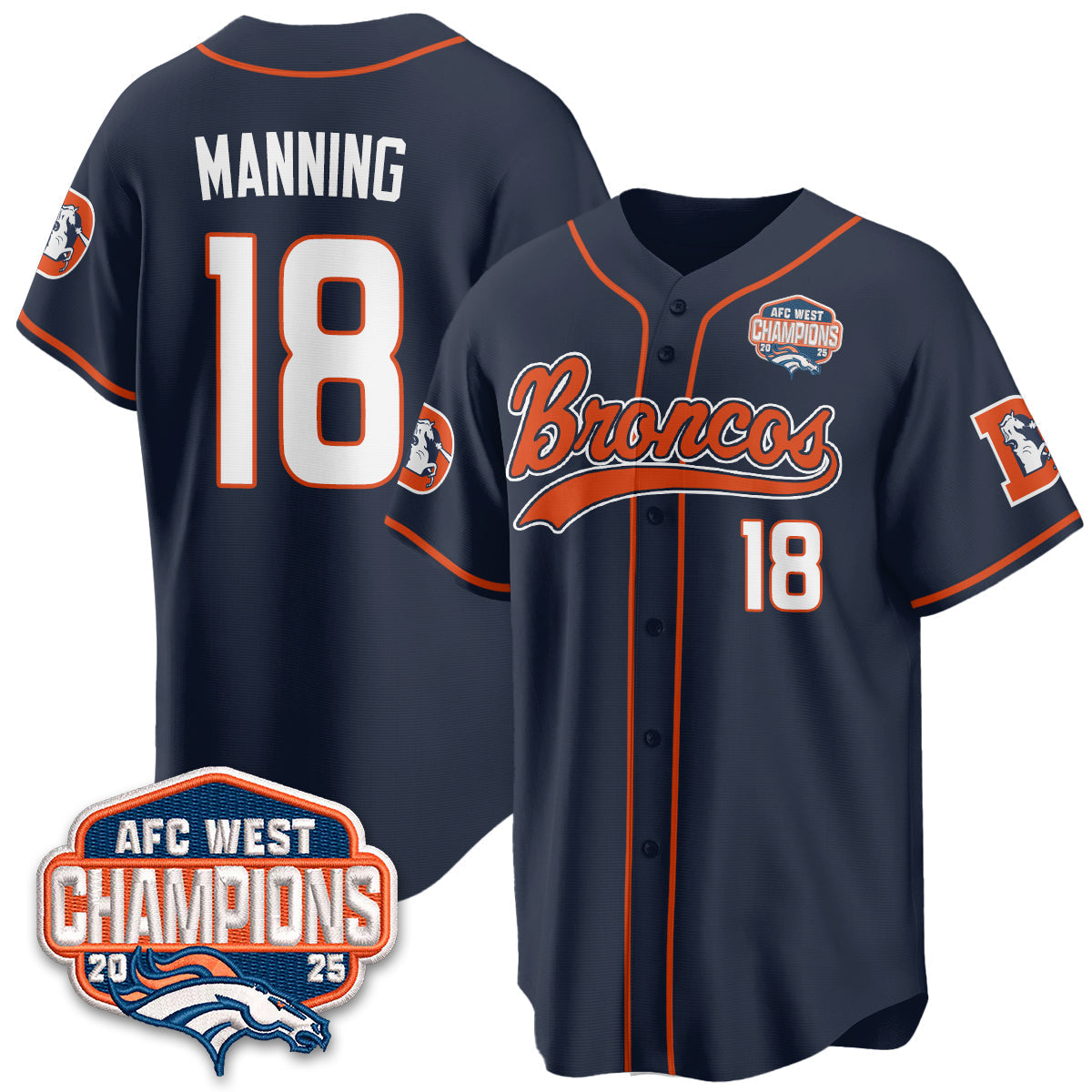 DEN AFC West Division Champions Vapor Limited Baseball Jersey - All Stitched