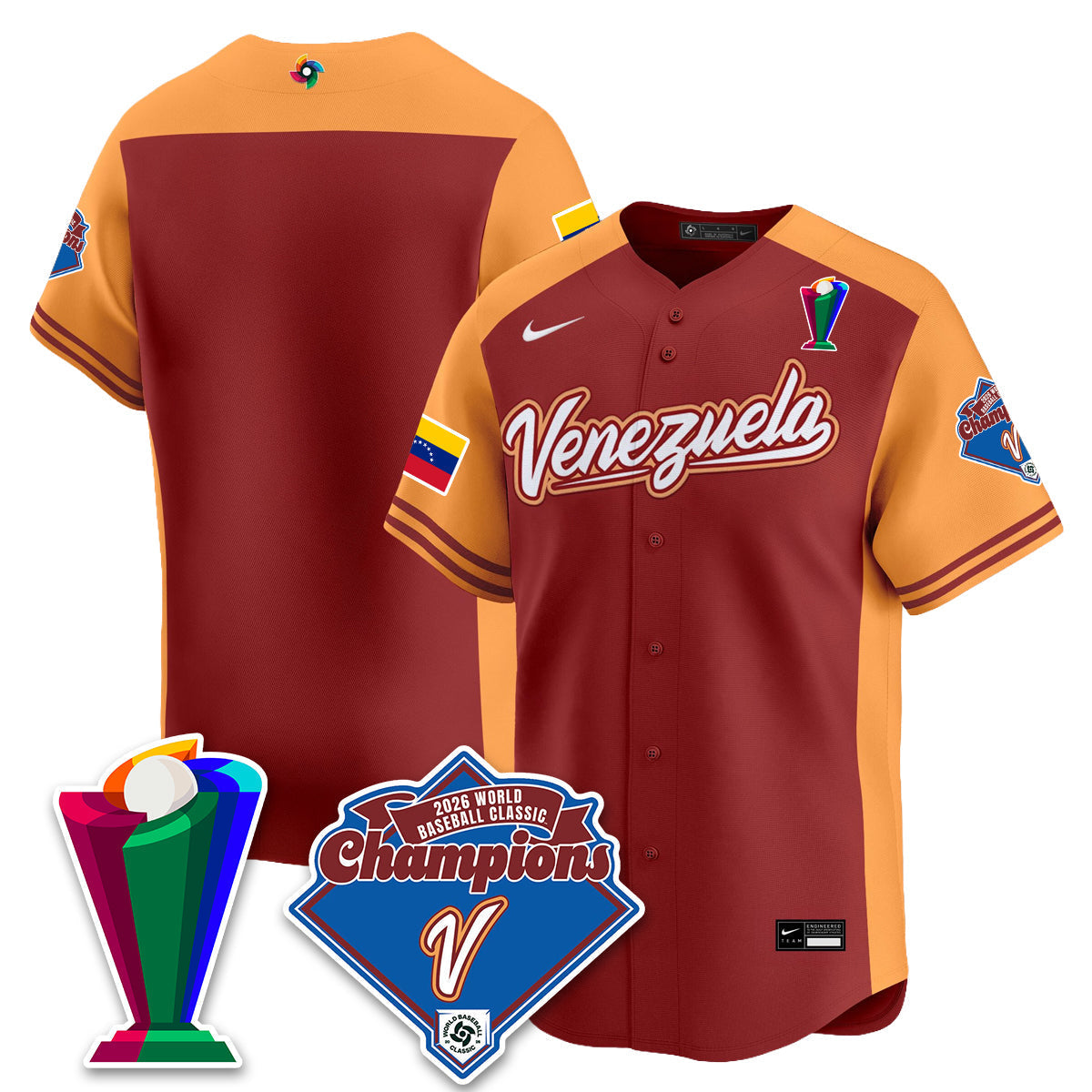 Venezuela Baseball 2026 World Baseball Classic Champions Limited Jersey - All Stitched